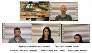 A report of a burglary in progress at a residence in the unincorporated area outside Warrenton resulted in the arrest of three subjects with criminal charges pending on a fourth subject, Wednesday evening. 