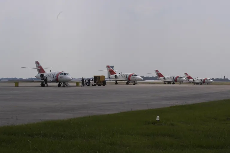 A U.S. Coast Guard HU-25 Guardian (Falcon) jet
