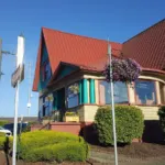 A colorful building along a street in Tillamook, Oregon
